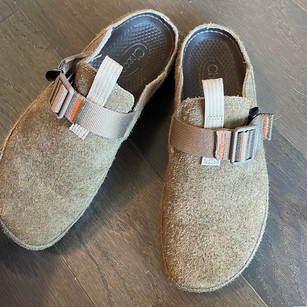 Chaco Brown Suede Clogs, Size 9